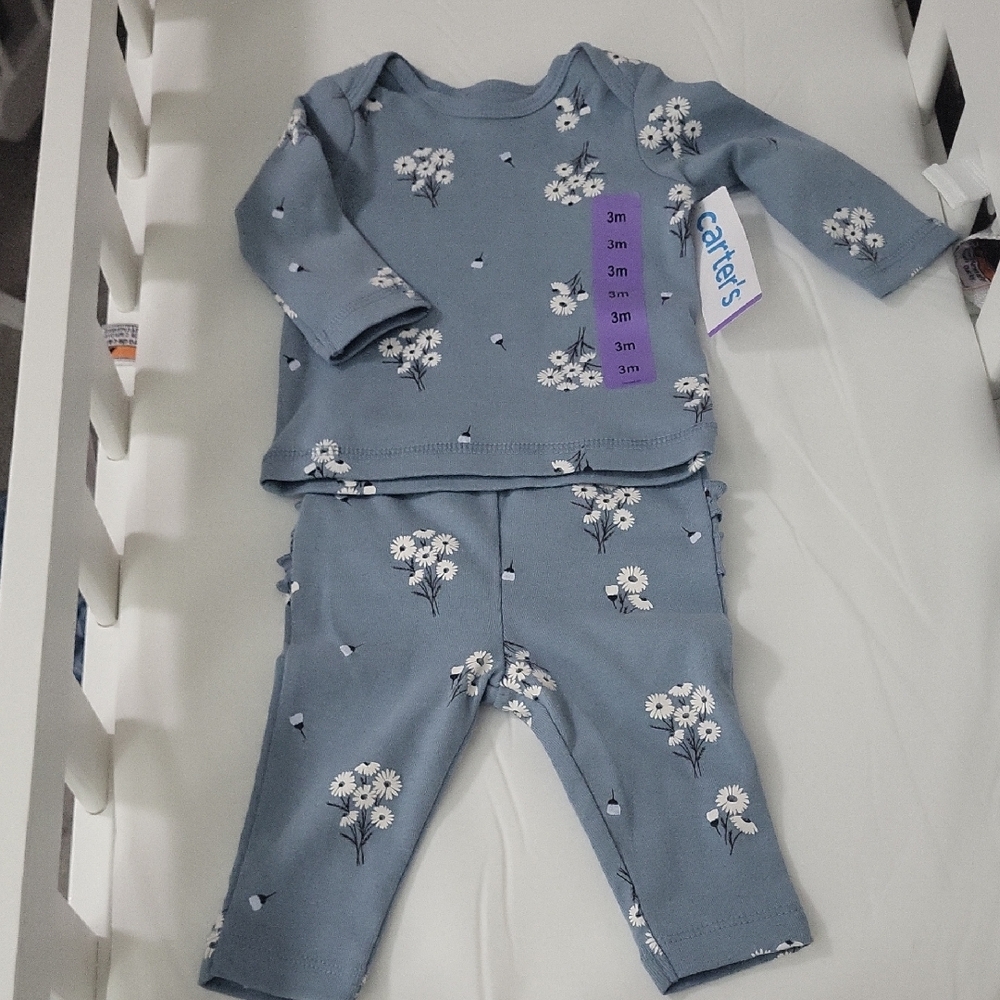 Carter's Gray Floral Kids Pajama Set